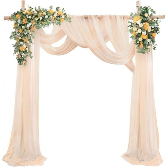 Arch Drapes for Wedding Arch Draping Fabric 2 Panel Sheer Backdrop Curtain - Picture 1 of 7